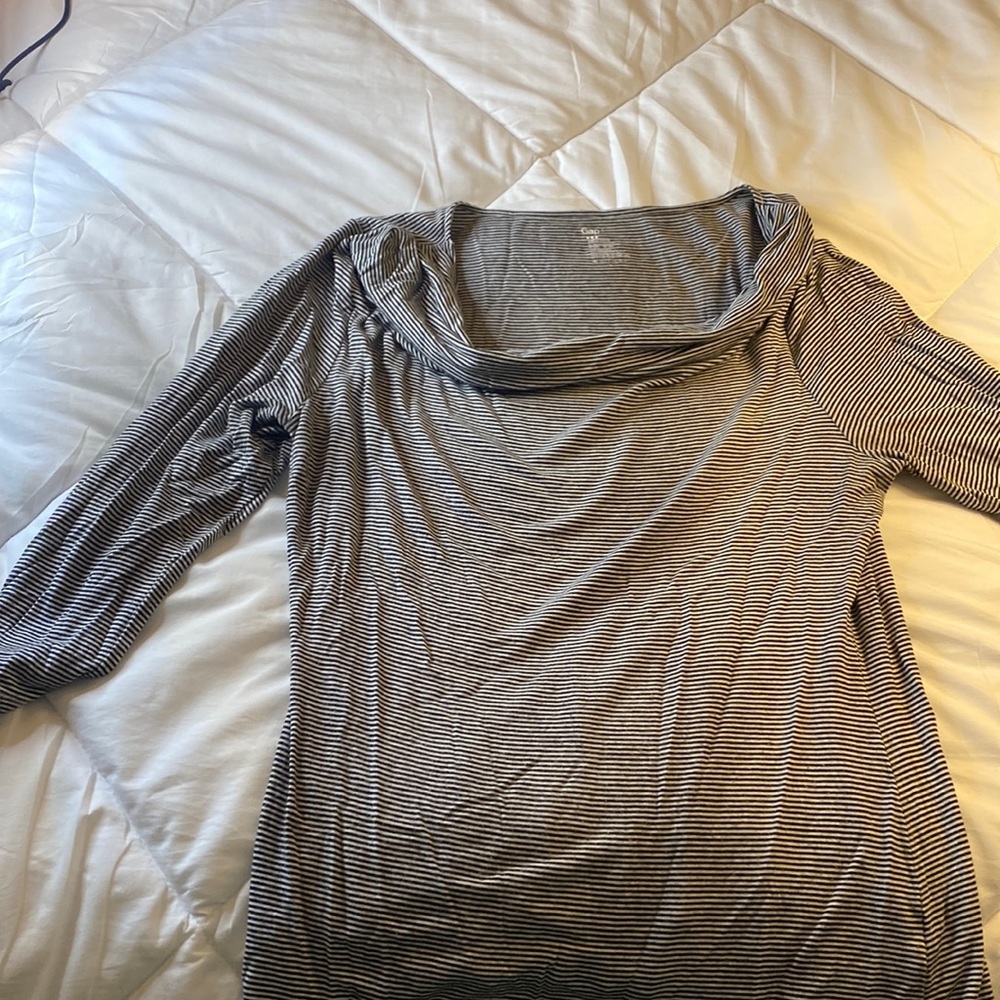 Gorgeous draped neckline 3/4 sleeve shirt